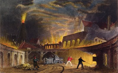 Lymington Iron Works on the Tyne, 1835 by Thomas Allom